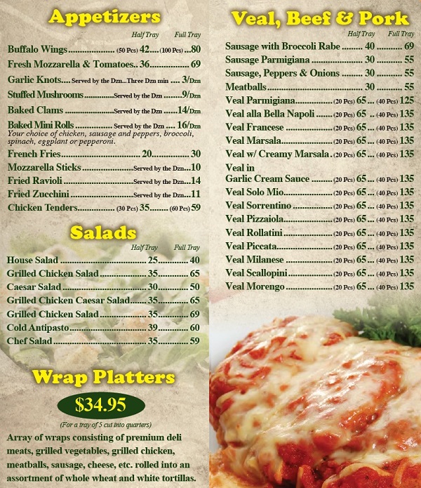 Primo Pizza & Grill- Catering Menu